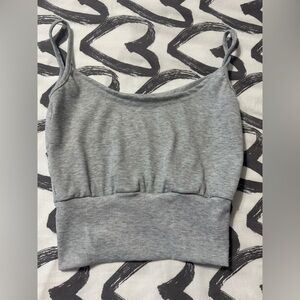 Gray Women's Ribbed Cropped Tank Top